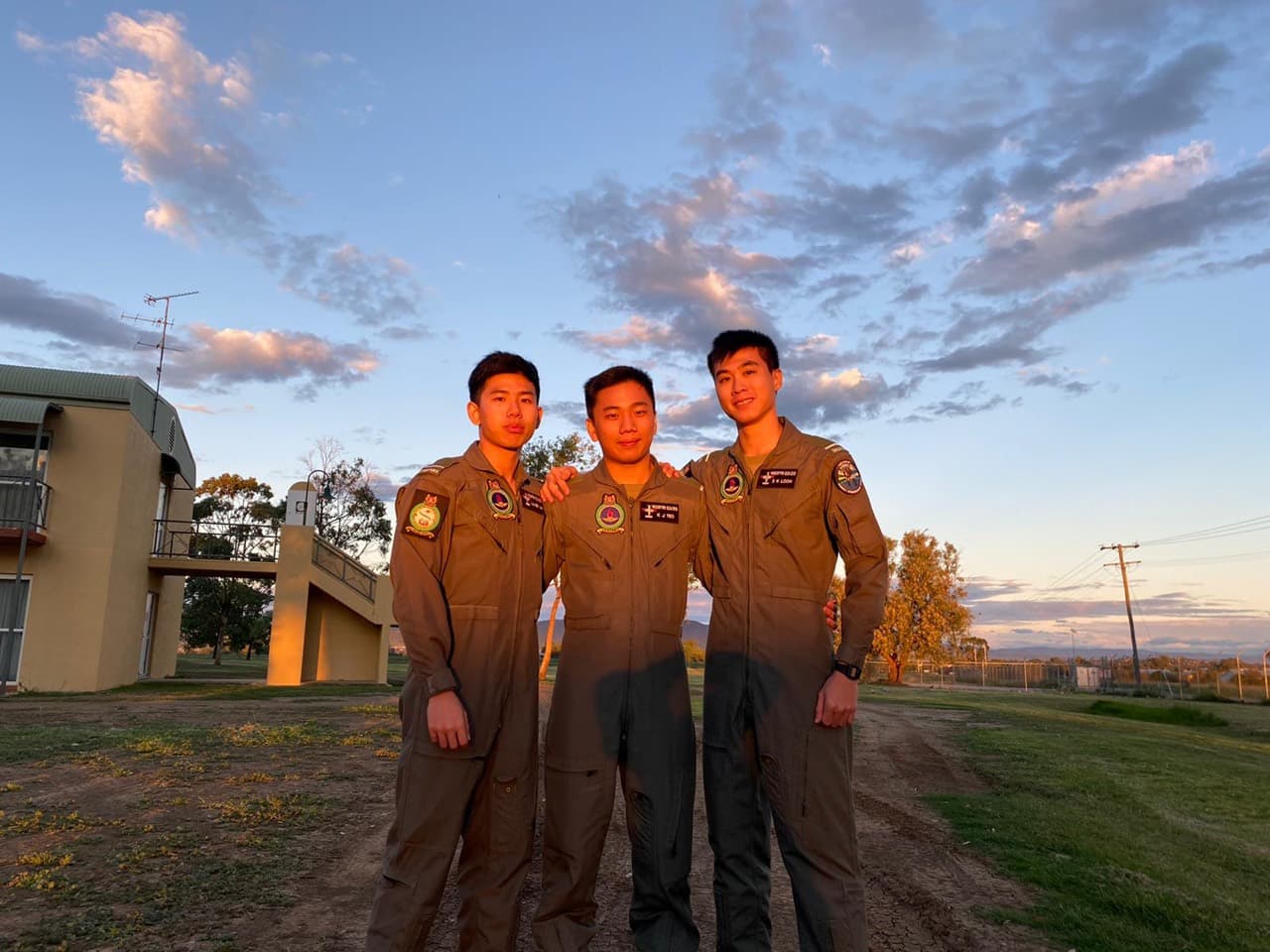 Remus Teo with fellow RSAF trainees in flight suits